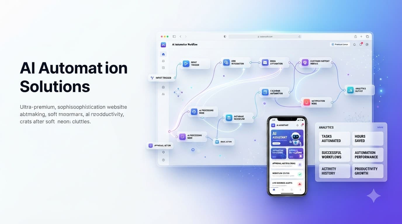 AI automation platform showing connected business workflows and intelligent processing