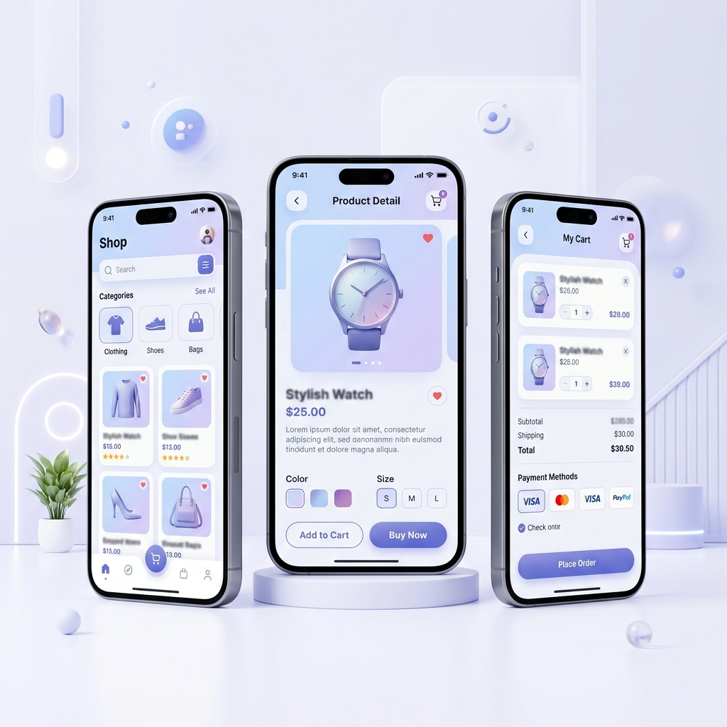 Retail Marketplace app interface mockup