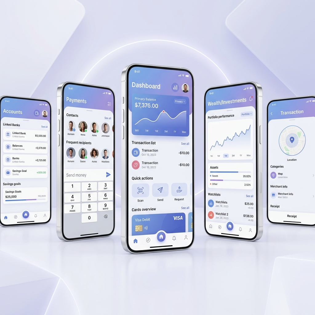 Fintech Wallet App app interface mockup