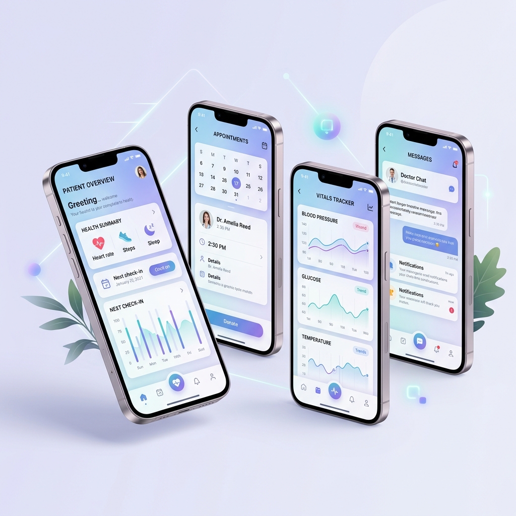 Telehealth Portal app interface mockup