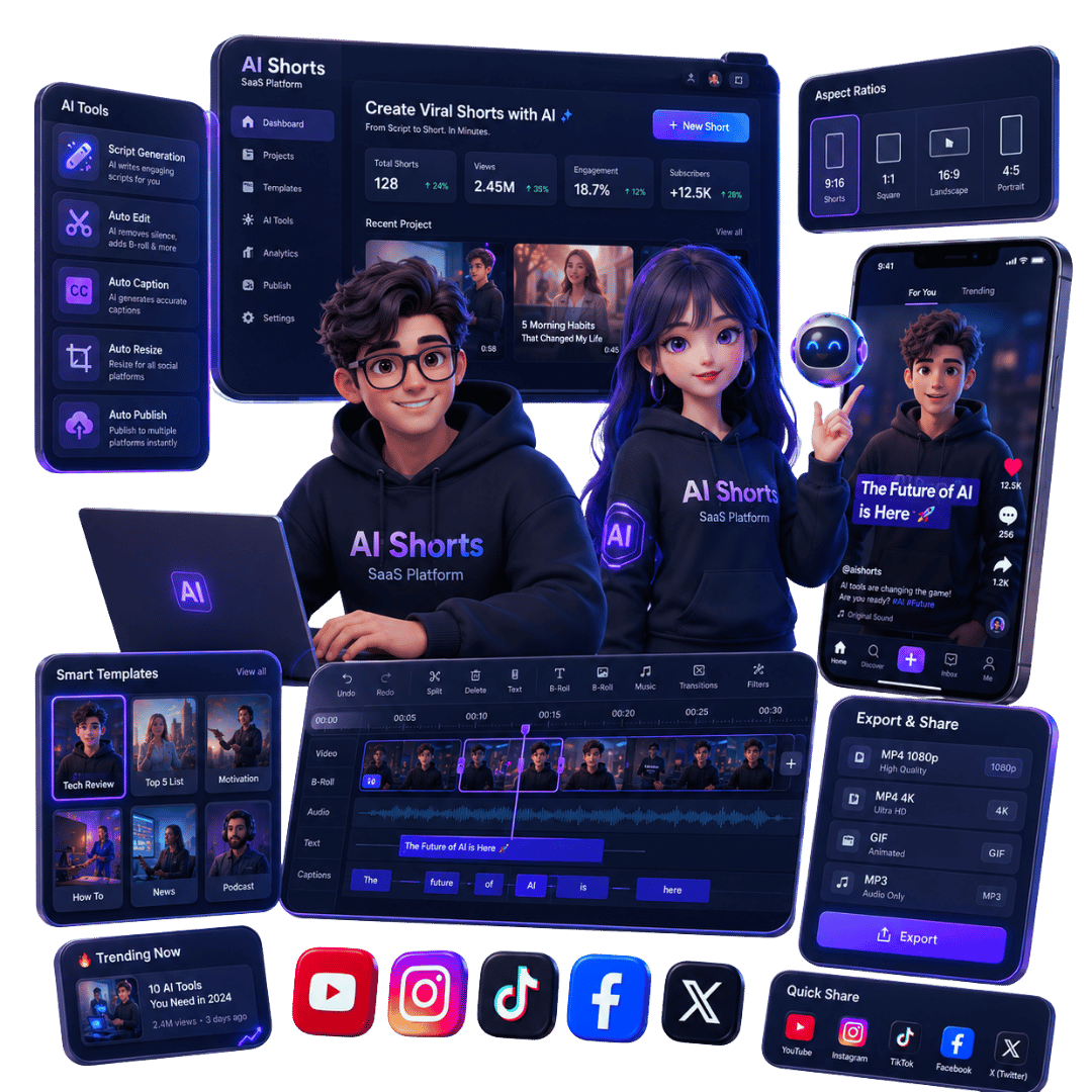 AI Shorts Video Maker Suite Saas Platform